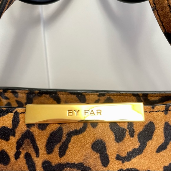 By Far Charlotte Leopard Print Suede Top Handle Mini Bag - Picture 2 of 13